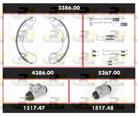 3386.00 ROADHOUSE Комплект тормозов, барабанный тормозной механизм (фото 1)
