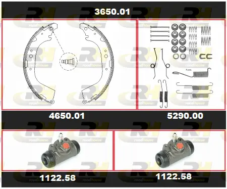 3650.01 ROADHOUSE Комплект тормозов, барабанный тормозной механизм (фото 1)
