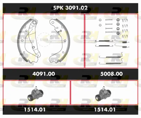 SPK 3091.02 ROADHOUSE Комплект тормозов, барабанный тормозной механизм (фото 1)