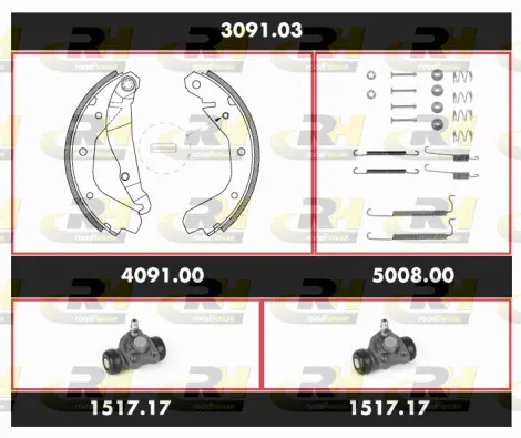 SPK 3091.03 ROADHOUSE Комплект тормозов, барабанный тормозной механизм (фото 1)