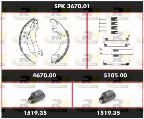 SPK 3670.01 ROADHOUSE Комплект тормозов, барабанный тормозной механизм (фото 1)