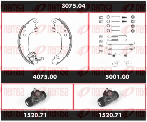 3075.04 REMSA Комплект тормозов, барабанный тормозной механизм (фото 1)
