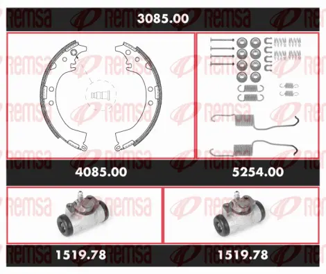 3085.00 REMSA Комплект тормозов, барабанный тормозной механизм (фото 1)