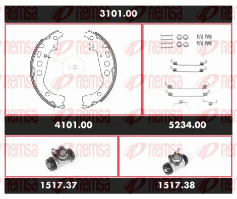 3101.00 REMSA Комплект тормозов, барабанный тормозной механизм (фото 1)
