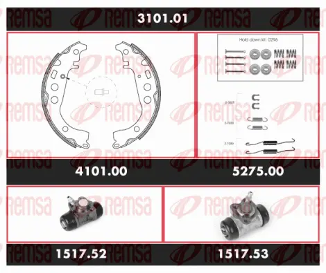3101.01 REMSA Комплект тормозов, барабанный тормозной механизм (фото 1)
