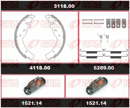 3118.00 REMSA Комплект тормозов, барабанный тормозной механизм (фото 1)
