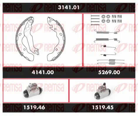 3141.01 REMSA Комплект тормозов, барабанный тормозной механизм (фото 1)