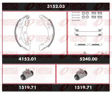 3152.03 REMSA Комплект тормозов, барабанный тормозной механизм (фото 1)