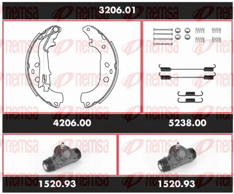 3206.01 REMSA Комплект тормозов, барабанный тормозной механизм (фото 1)
