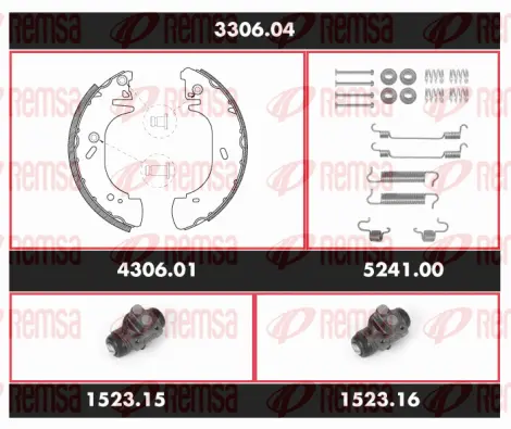 3306.04 REMSA Комплект тормозов, барабанный тормозной механизм (фото 1)