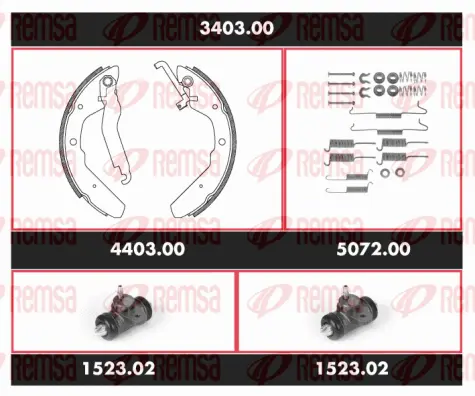 3403.00 REMSA Комплект тормозов, барабанный тормозной механизм (фото 1)
