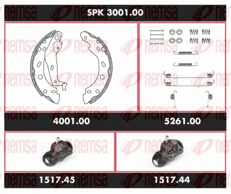 SPK 3001.00 REMSA Комплект тормозов, барабанный тормозной механизм (фото 1)