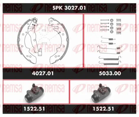 SPK 3027.01 REMSA Комплект тормозов, барабанный тормозной механизм (фото 1)