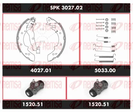 SPK 3027.02 REMSA Комплект тормозов, барабанный тормозной механизм (фото 1)