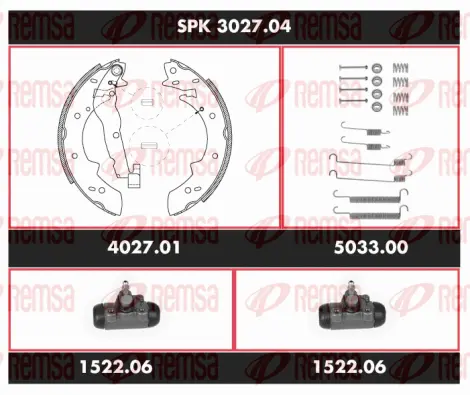 SPK 3027.04 REMSA Комплект тормозов, барабанный тормозной механизм (фото 1)