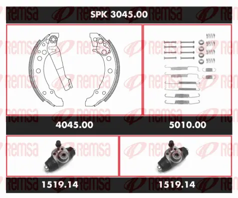 SPK 3045.00 REMSA Комплект тормозов, барабанный тормозной механизм (фото 1)