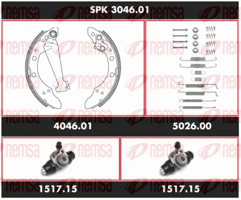 SPK 3046.01 REMSA Комплект тормозов, барабанный тормозной механизм (фото 1)