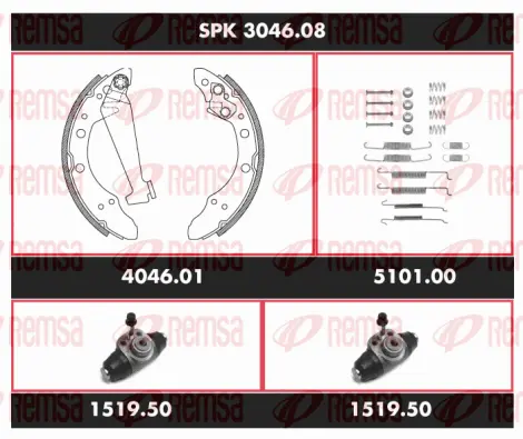 SPK 3046.08 REMSA Комплект тормозов, барабанный тормозной механизм (фото 1)