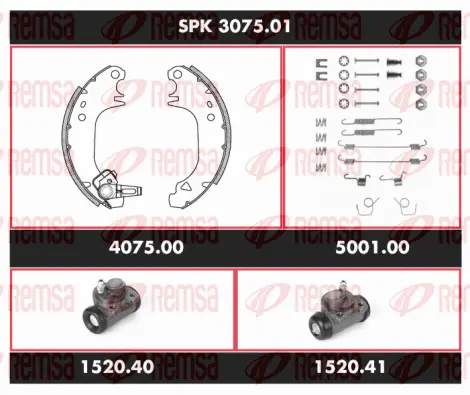 SPK 3075.01 REMSA Комплект тормозов, барабанный тормозной механизм (фото 1)