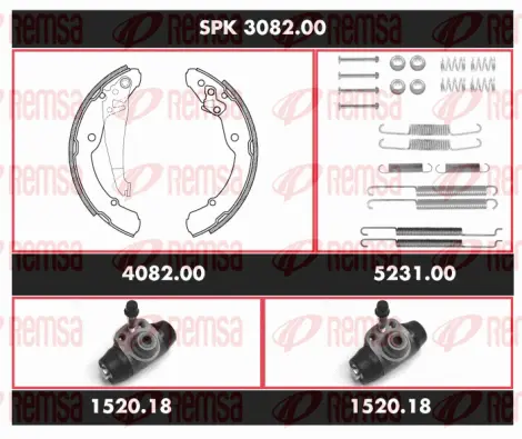 SPK 3082.00 REMSA Комплект тормозов, барабанный тормозной механизм (фото 1)