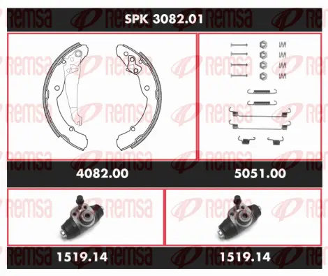 SPK 3082.01 REMSA Комплект тормозов, барабанный тормозной механизм (фото 1)