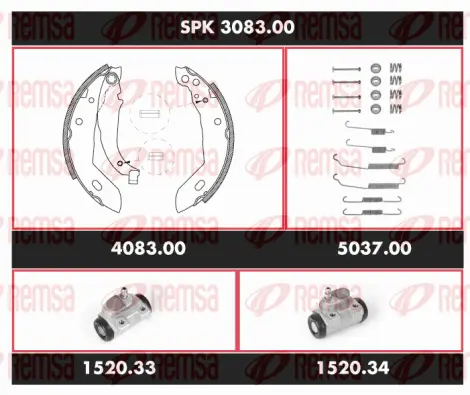 SPK 3083.00 REMSA Комплект тормозов, барабанный тормозной механизм (фото 1)
