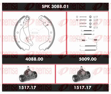 SPK 3088.01 REMSA Комплект тормозов, барабанный тормозной механизм (фото 1)