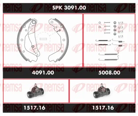 SPK 3091.00 REMSA Комплект тормозов, барабанный тормозной механизм (фото 1)