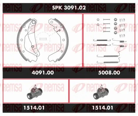 SPK 3091.02 REMSA Комплект тормозов, барабанный тормозной механизм (фото 1)