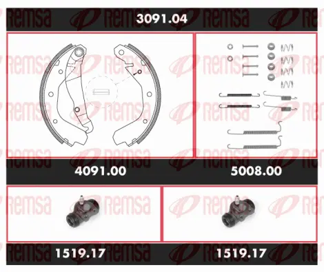 SPK 3091.04 REMSA Комплект тормозов, барабанный тормозной механизм (фото 1)
