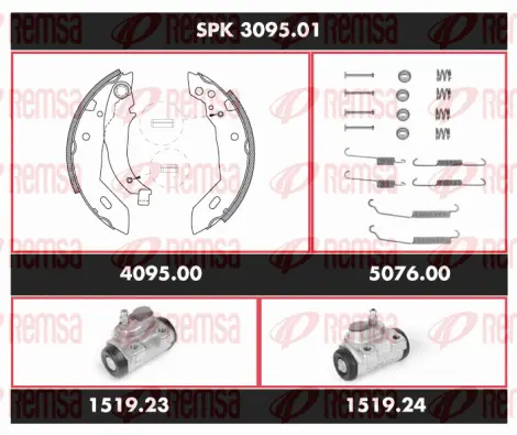 SPK 3095.01 REMSA Комплект тормозов, барабанный тормозной механизм (фото 1)