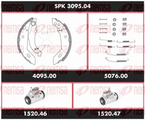SPK 3095.04 REMSA Комплект тормозов, барабанный тормозной механизм (фото 1)