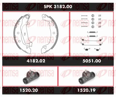 SPK 3182.00 REMSA Комплект тормозов, барабанный тормозной механизм (фото 1)