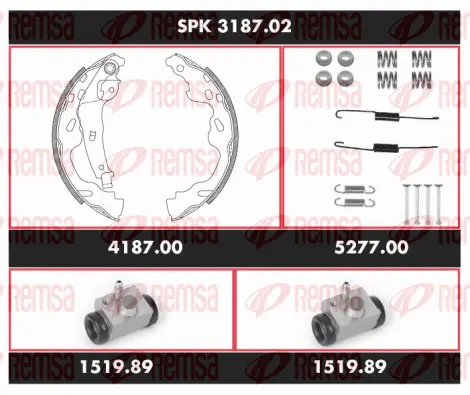 SPK 3187.02 REMSA Комплект тормозов, барабанный тормозной механизм (фото 1)