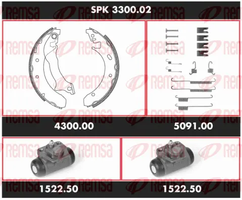 SPK 3300.02 REMSA Комплект тормозов, барабанный тормозной механизм (фото 1)