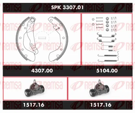 SPK 3307.01 REMSA Комплект тормозов, барабанный тормозной механизм (фото 1)