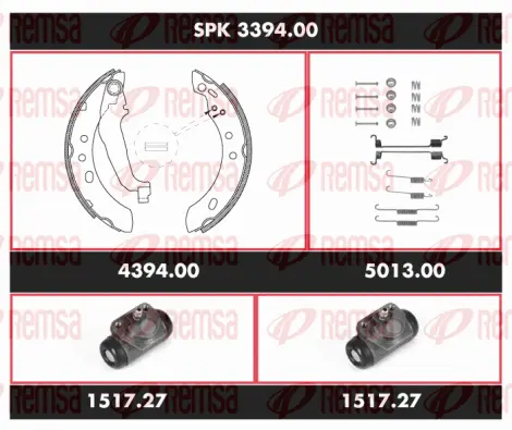 SPK 3394.00 REMSA Комплект тормозов, барабанный тормозной механизм (фото 1)