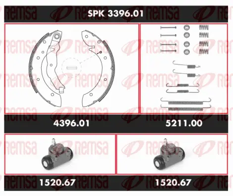 SPK 3396.01 REMSA Комплект тормозов, барабанный тормозной механизм (фото 1)