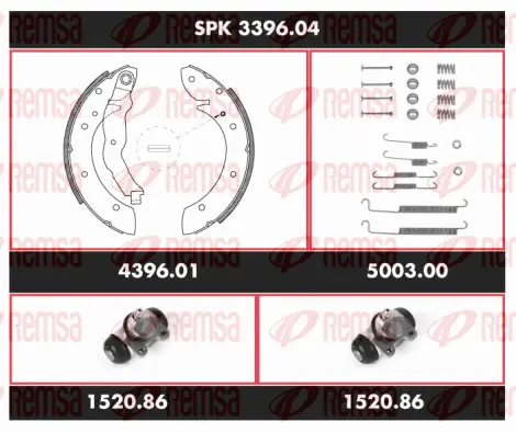 SPK 3396.04 REMSA Комплект тормозов, барабанный тормозной механизм (фото 1)