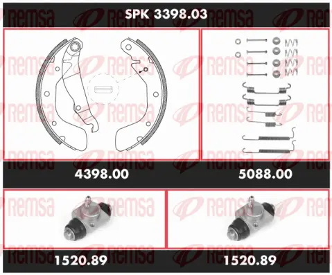 SPK 3398.03 REMSA Комплект тормозов, барабанный тормозной механизм (фото 1)