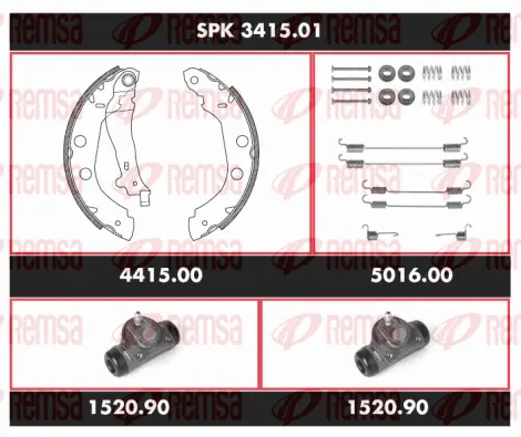 SPK 3415.01 REMSA Комплект тормозов, барабанный тормозной механизм (фото 1)