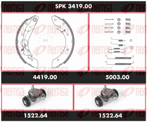 SPK 3419.00 REMSA Комплект тормозов, барабанный тормозной механизм (фото 1)