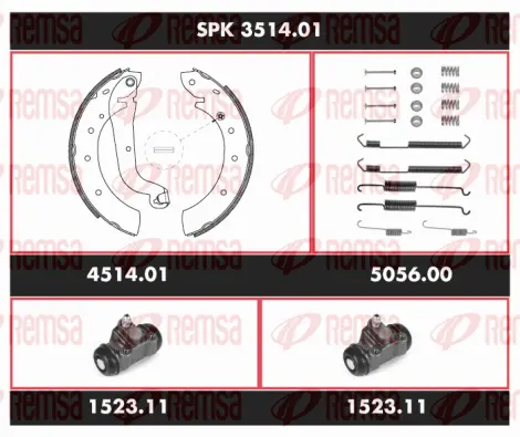 SPK 3514.01 REMSA Комплект тормозов, барабанный тормозной механизм (фото 1)