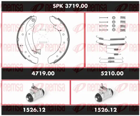 SPK 3719.00 REMSA Комплект тормозов, барабанный тормозной механизм (фото 1)