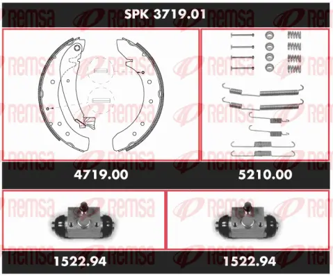 SPK 3719.01 REMSA Комплект тормозов, барабанный тормозной механизм (фото 1)