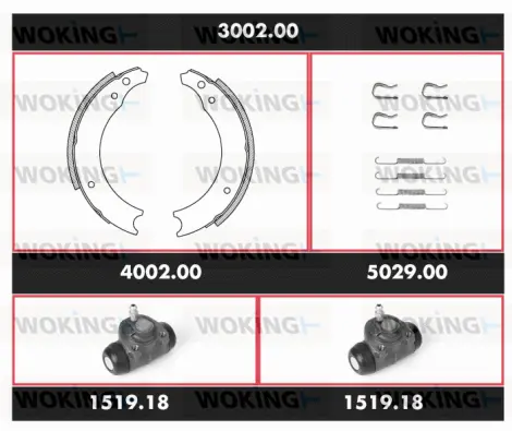 3002.00 WOKING Комплект тормозов, барабанный тормозной механизм (фото 1)