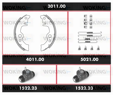 3011.00 WOKING Комплект тормозов, барабанный тормозной механизм (фото 1)