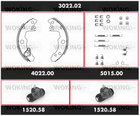 3022.02 WOKING Комплект тормозов, барабанный тормозной механизм (фото 1)