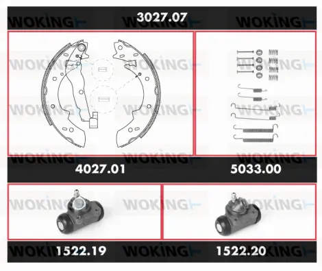3027.07 WOKING Комплект тормозов, барабанный тормозной механизм (фото 1)