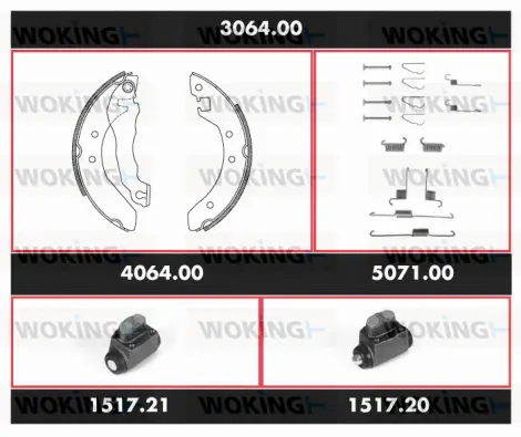 3064.00 WOKING Комплект тормозов, барабанный тормозной механизм (фото 1)